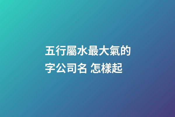五行屬水最大氣的字公司名 怎樣起-第1張-公司起名-玄機派